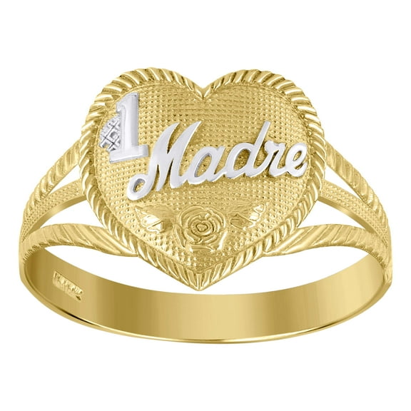 10kt 10k Gold Womens Two-Tone #1 Mom Heart Band Ring