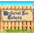 thumbnail image 1 of Medieval Fair Tickets Blue Text 13 oz Vinyl Banner With Metal Grommets, 1 of 4