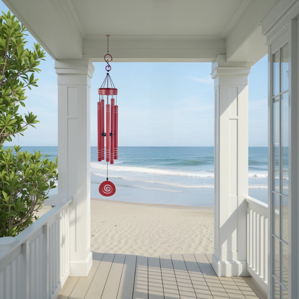 Sunset Vista Design 41" Heavy Tone Wind Chimes, Modern Wind Chimes with Aluminum Tubes and S Hook,Outdoor/Indoor Wind Chimes for Home Garden Hanging Decor,Window Wind Bells, Red