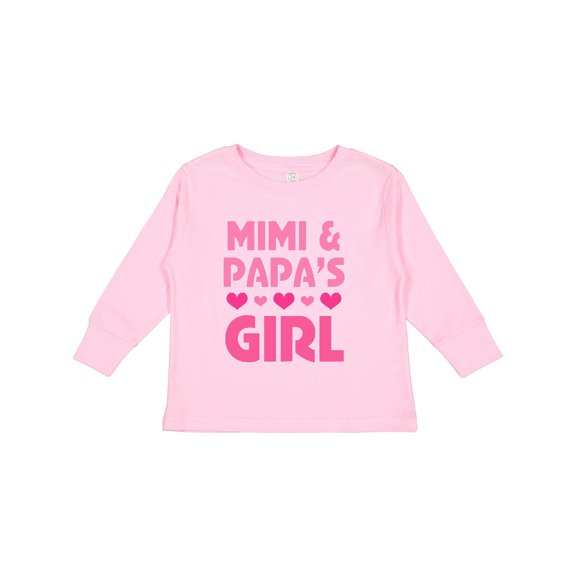 Inktastic Mimi and Papa Girl Grandchild Valentine Girls Long Sleeve Toddler T-Shirt
