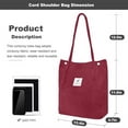 thumbnail image 2 of Corduroy Tote Bag Cute Tote Bags for Women Shoulder Bag with Inner Pocket for Work Beach Travel and Shopping Grocery, Red, 2 of 5