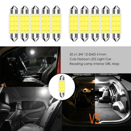 

Star Home 10Pcs/Set Dome Light Shock Resistant Direct Replacement Solid 12V White COB Auto Roof Reading Bulb for Car