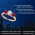 thumbnail image 2 of Gem Stone King 18K Rose Gold Plated Silver White Created Sapphire and Red Created Ruby Engagement Ring for Women | 2.20 Cttw | Round 6MM | Gemstone September Birthstone | Size 6, 2 of 6