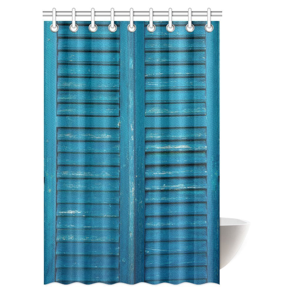 Pop Rustic Shutters Decor Shower, Hookless Checkmate Shower Curtain
