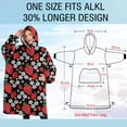 thumbnail image 4 of Oversized Wearable Blanket Hoodie,Red Strawberry Plants Flower Black Pattern Sherpa Blanket Hoodie with Super Pockets,Super Warm Fuzzy Pullover for Women & Men, 4 of 6