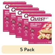 (5 pack) Quest Protein Bar, White Chocolate Raspberry, 20g Protein, Gluten Free, 4 Ct
