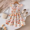 thumbnail image 7 of MEZZALL Girls Floral Print Dress With Puff Sleeves For Toddler Kids Spring Summer Casual Party Outfits Picnic Elastic Waist Comfortable Comfort Baby Wear, 7 of 7