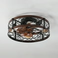 thumbnail image 2 of Canddidliike Caged Ceiling Fan with Light, Bladeless Industrial Ceiling Fan with Remote for Kitchen, Farmhouse, Bedroom, Walnut, 2 of 6