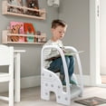 thumbnail image 6 of Furvclv Kids Step Stool Learning Helper, Toddler 3 Step Stool with Safety Armrests for Kitchen Toilet Potty Training (Grey), 6 of 9