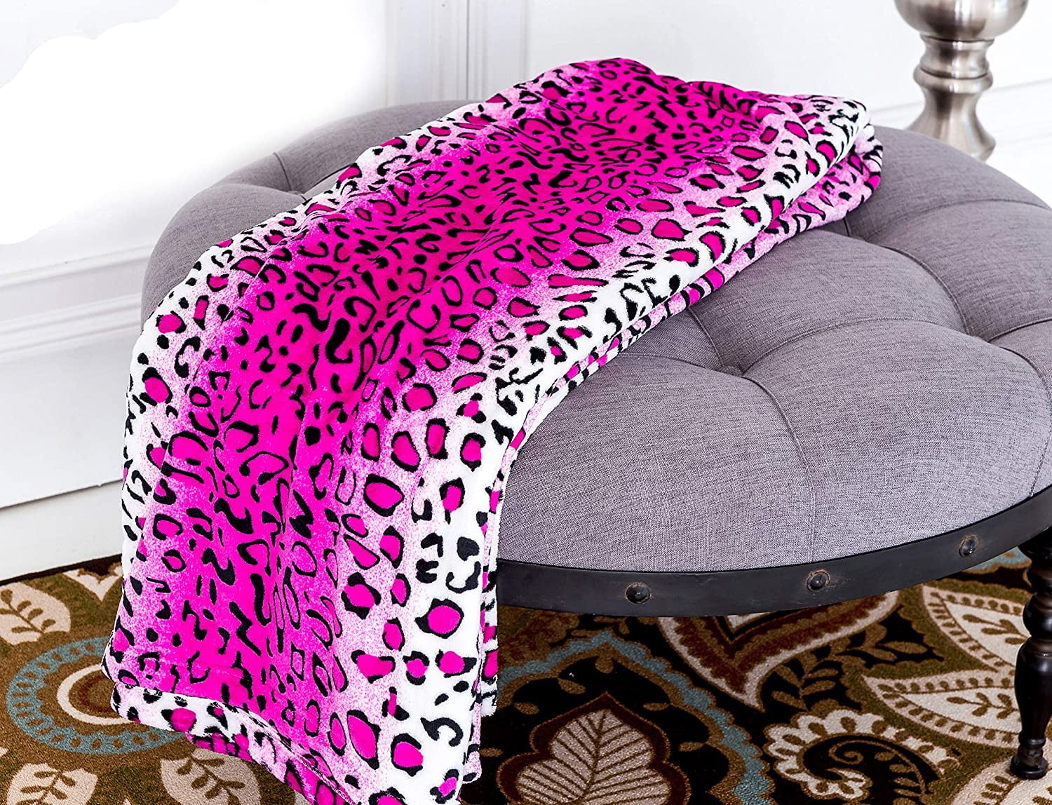 Pink leopard discount print throw blanket