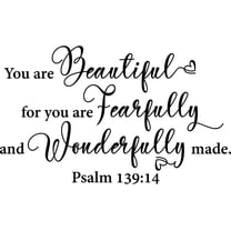 QTH You are Beautiful for You are Fearfully and Wonderfully Made Wall Sticker Inspirational Decal Motivational Office Decor Quote Wall Art Vinyl Classroom Words and Saying 32x20in
