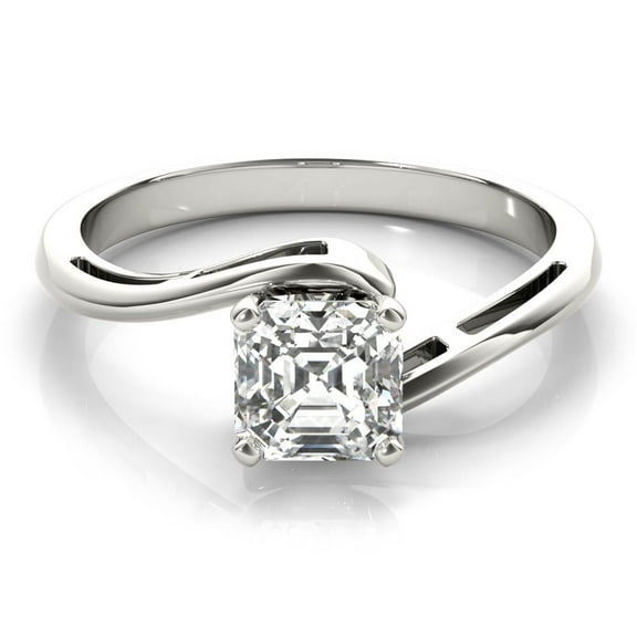 Lina Jewel 1.92 Ct Asscher Cut Solitaire Diamond Rings - Lab-Created Diamond in 14K White Gold Plated - Bypass Design Engagement Rings - Perfect Gifts for Weddings, Engagements, or Anniversaries