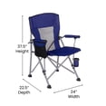 thumbnail image 5 of BizChair High Back Folding Heavy Duty Portable Camping Chair with Padded Arms, Cup Holder, Storage Pouch and Extra Wide Carry Bag, Blue/Gray, 5 of 14