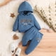 thumbnail image 2 of Gibobby Conjunto para bebé niña Conjunto de 2 piezas de sudadera con capucha de manga larga para bebé y niño pequeño con pantalones lindos(Azul,3-6 Meses), 2 of 3