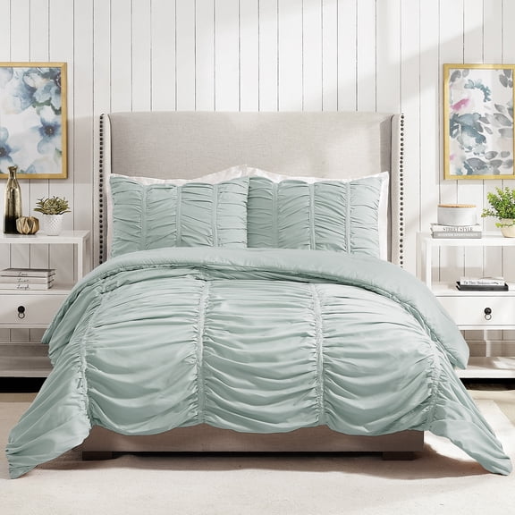 Modern Heirloom Emily Lite Blue Polyester 2-Piece Comforter Set, T/TXL