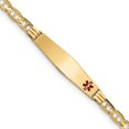 thumbnail image 4 of 14K Yellow Gold Medical Soft Diamond Shape Red Enamel Anchor ID Bracelet, 4 of 5