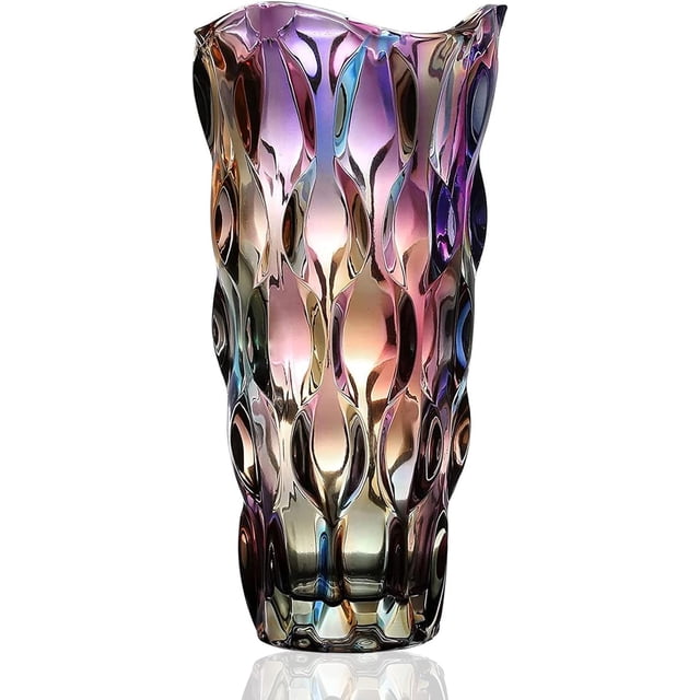 Jarrón CEMABT de cristal para flores, 1,5 kg, cristal colorido, 24 cm