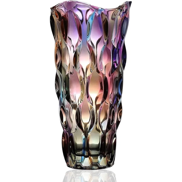 Jarrón CEMABT de cristal para flores, 1,5 kg, cristal colorido, 24 cm