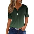 thumbnail image 2 of AOOCHASLIY Spring Saving Women's Casual Printed Color Short-Sleeved Button V-Neck Top Blouse, 2 of 5