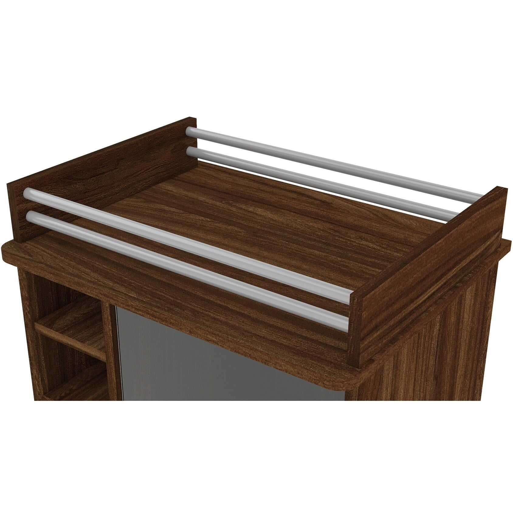 Polifurniture Laguna Portable Bar with Glass Door, Walnut