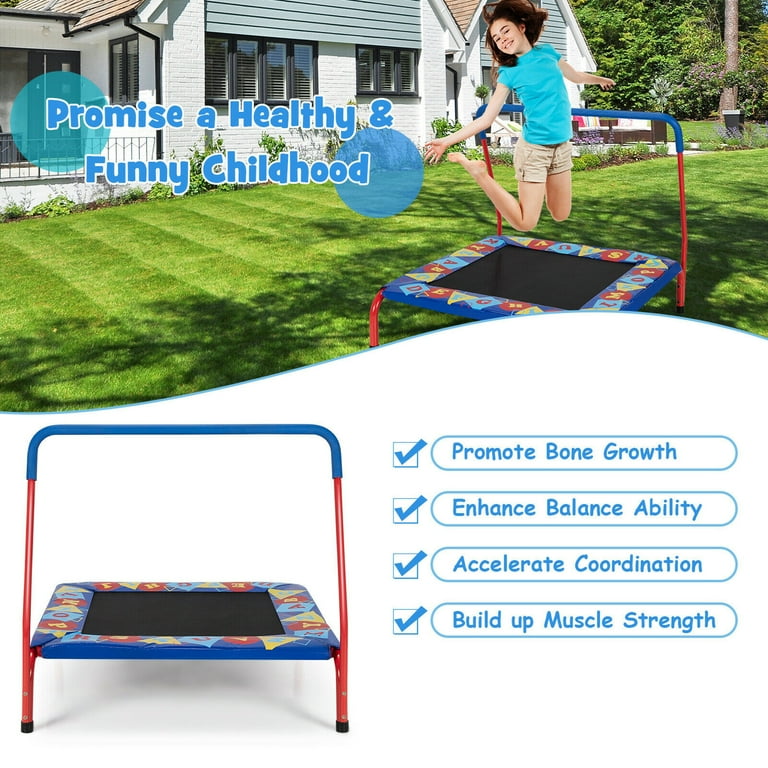 Gymax 36'' Kids Square Trampoline Indoor Outdoor Rebounder W Gymax 36'' Kids Square Trampoline Indoor Outdoor Rebounder W