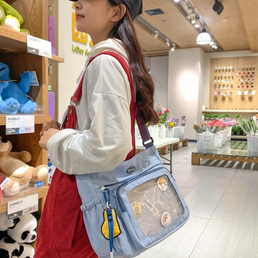Osdhezcn Eye Catching Women's Ita Bag Japanese Style Cute Pin Display Bag Large Capacity Handbag Crossbody Purse