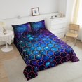 thumbnail image 4 of Erosebridal Gradient Starry Sky Bedding Full Comforter Set, Neon Galaxy Down Comforter, Geometry Decor, Reversible 3pcs, 4 of 7