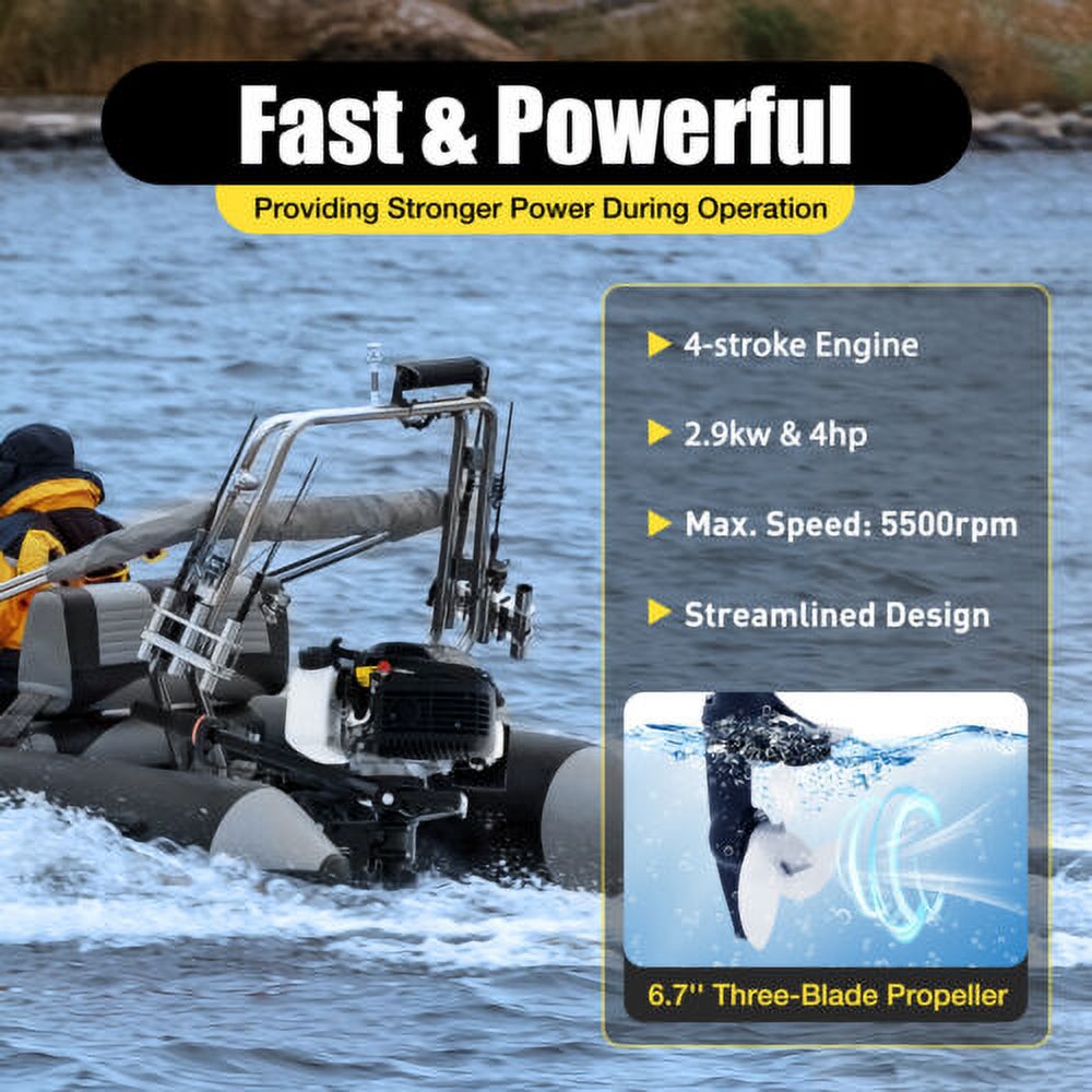HANGKAI 4HP 4-Stroke Outboard Motor with Manual Starter and Air Cooling System