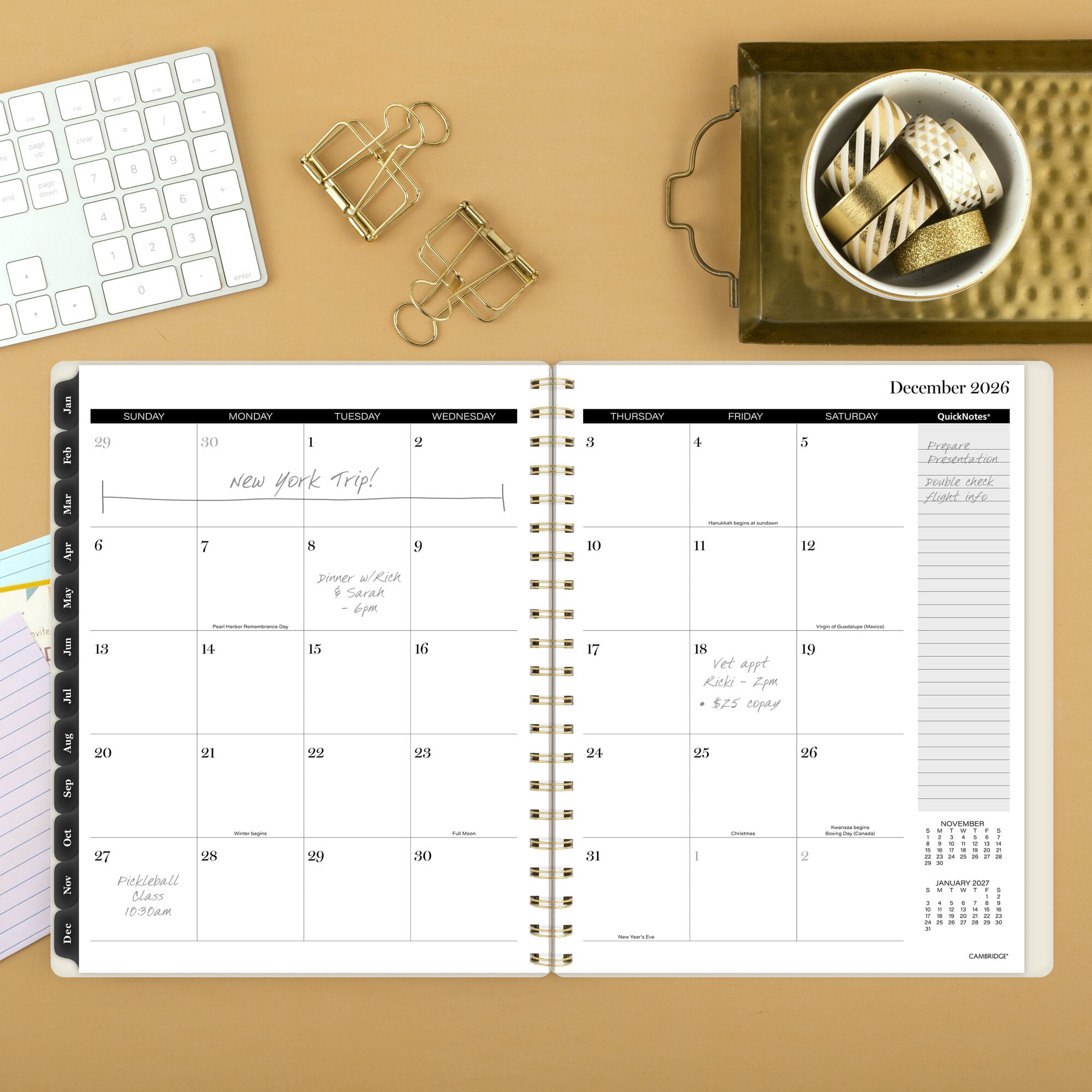 Cambridge Jeannie 2026 Weekly Monthly Planner Large 8 12 x 11 - Regular Year