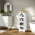 thumbnail image 7 of TROPOW Bathroom Floor Cabinet, Freestanding Small Bathroom Storage Cabinet with 4 Drawers, 11.8" x 11.8" x 33.1" White Wooden Storage Organizer for Bathroom Living Room Hallway, 7 of 7
