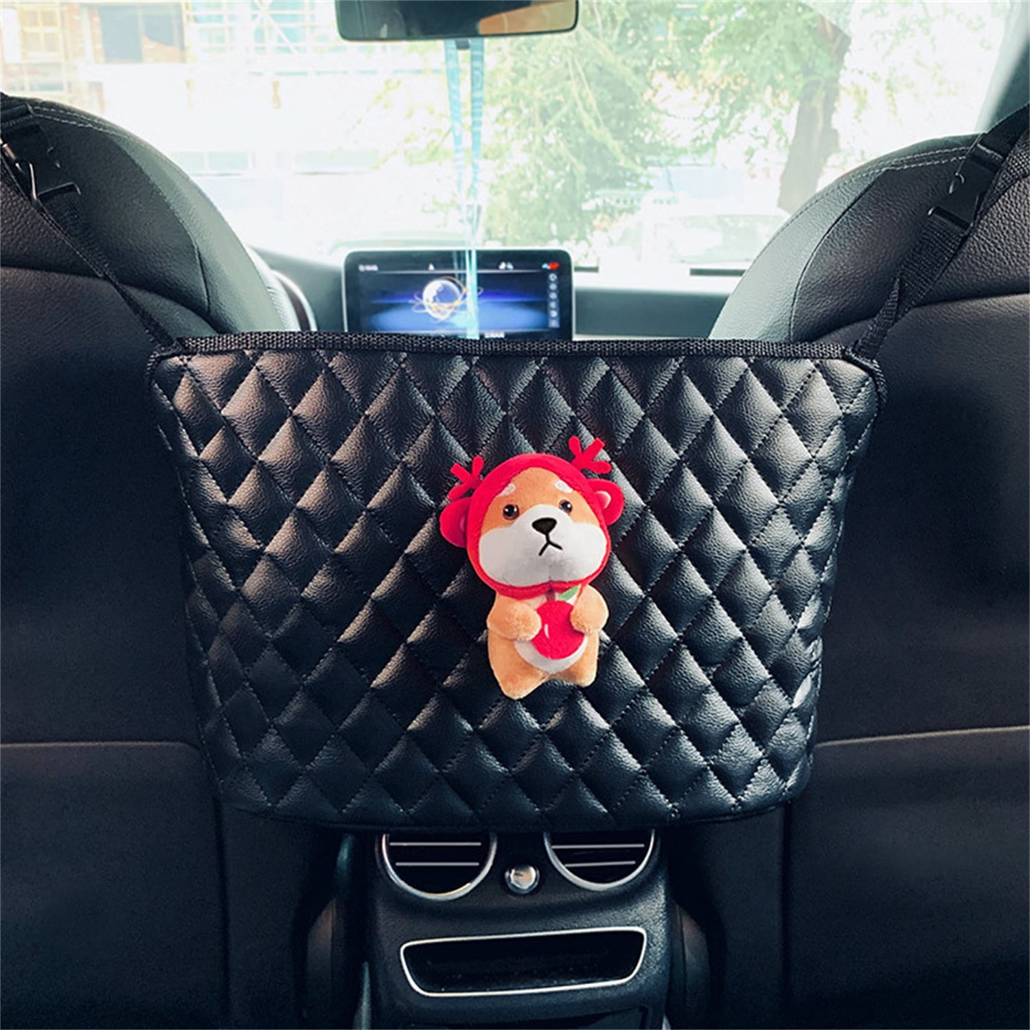 Car Net Pocket Handbag Holder Organizer Car Mesh Organizer Between Seats Driver Storage Netting Pouch Car Seat Storage Net Bag Car Seat Bag Disturb Stopper black