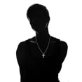 thumbnail image 6 of Gorgeous 0.25 Carat Diamond Accent 2 Piece Hoop Criss Cross Necklace & Earrings Set In 14K White Gold Plated, 6 of 7