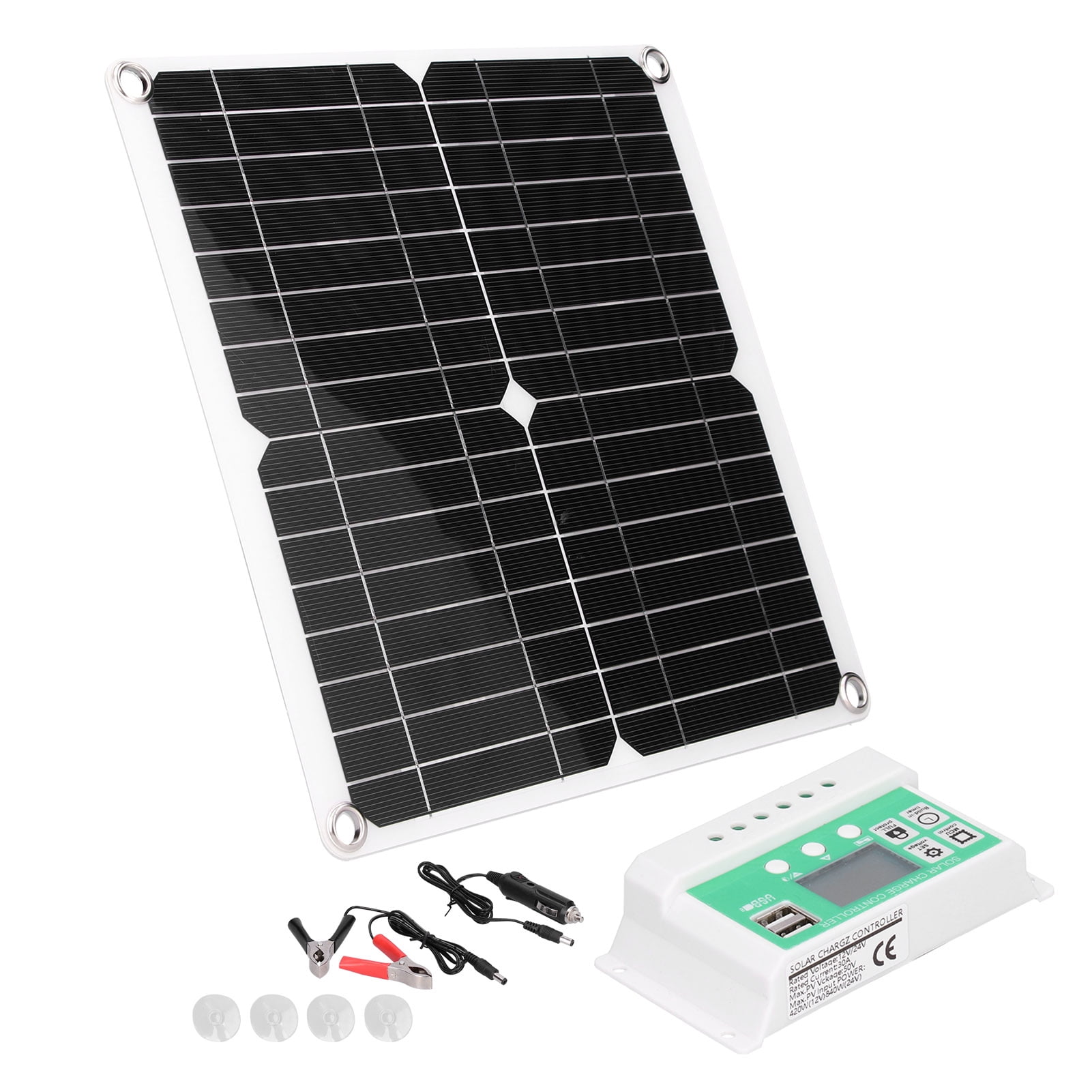 Rupoun 40W 18V Monocrystalline Silicon Flexible Solar Panel Kit with 30A Controller, Waterproof Photovoltaic Module for RV Marine Boat Car Camping Charging (11.02x11.02 inches / 28x28 cm)