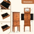 thumbnail image 3 of Costway Vintage Jewelry Armoire Cabinet Chest Big Storage Box Organizer with Drawers & Mirror, 3 of 10