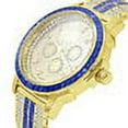 thumbnail image 2 of Real Diamond Dial Stainless Steel Baguette Bezel Sapphire Blue Gold Tone Mens Watch W/Date, 2 of 7