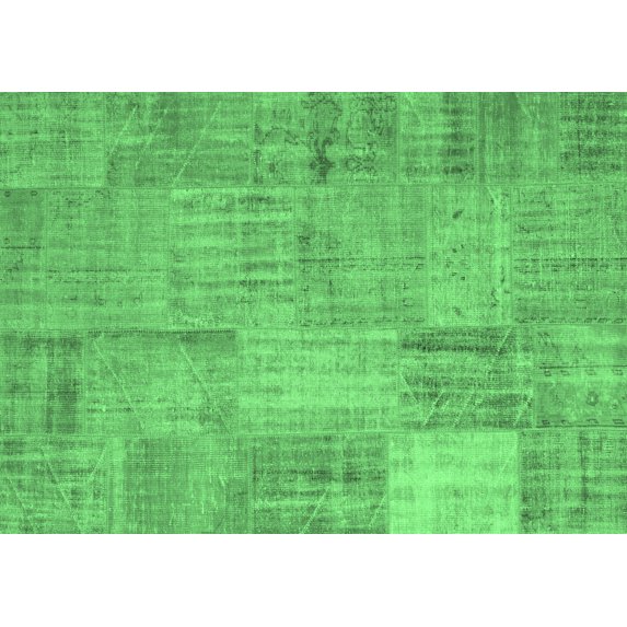 Ahgly Company Indoor Rectangle Patchwork Emerald Green Transitional Area Rugs, 6' x 9'