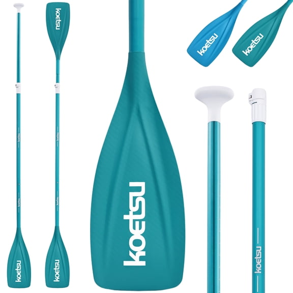 Kayak Paddle,KOETSU 2-in-1 Aluminum Alloy Boat Paddle Oars, Adjustable Canoe Board Paddles SUP Paddle Detachable 4 Piece, 85in,Green