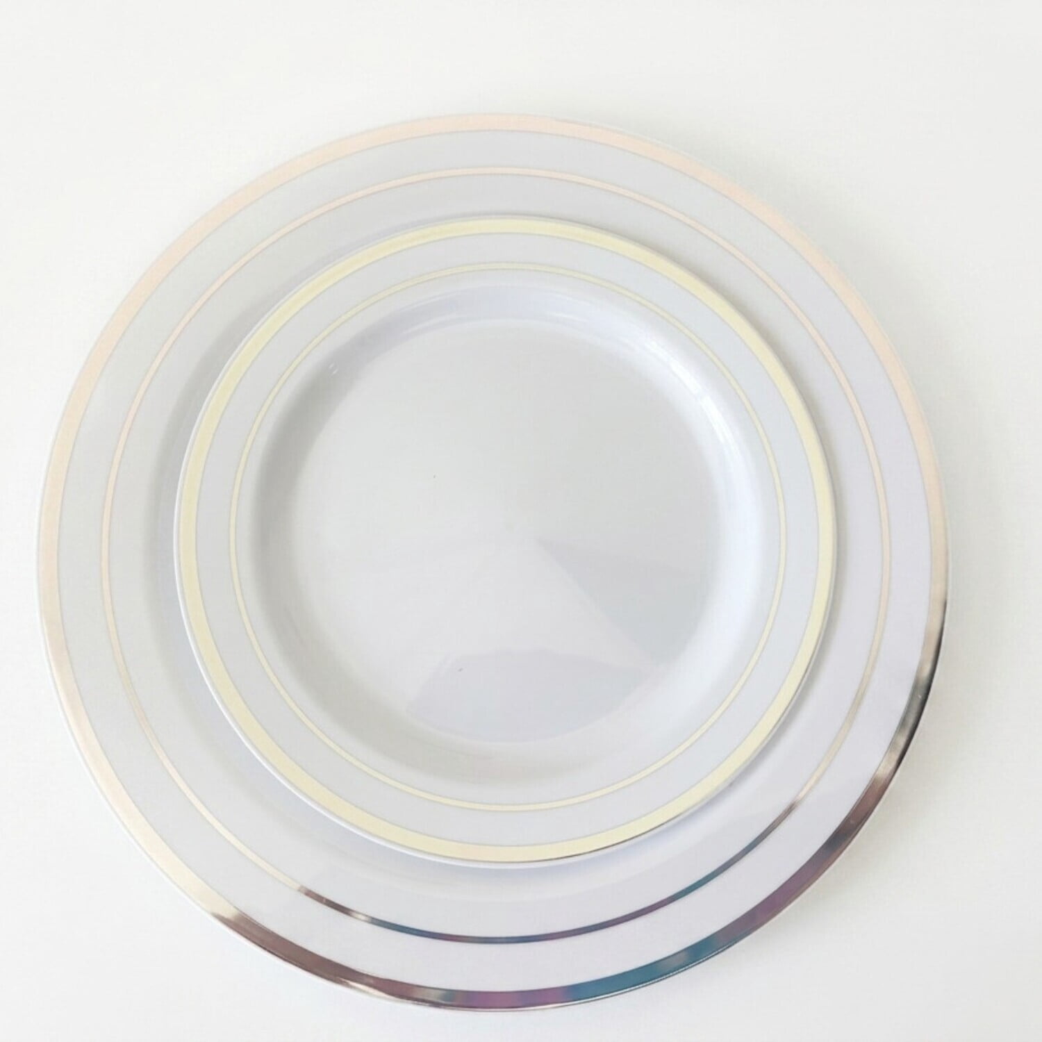 Silver and White Plastic Plate and Cutlery Set, 60 Pieces, Serves 12, 10.25 in and 7.5 in Plates, by Way To Celebrate