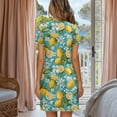 thumbnail image 3 of FKELYI Retro Floral Lemon Leaf Print Summer Nightgowns Women's Sleepwear Dress Button Down Pajama Dress Soft Comfy Crew Neck Sleep Dress Skin-Friendly House Dress for Lounging, 2XL, 3 of 6