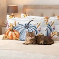 thumbnail image 3 of Fall Blue Pumpkins Outdoor Waterproof Pillow Covers, Thanksgiving Autumn Leaves Farm Wood Decorative Rectangle Throw Pillowcase Sofa Cushion Sham for Patio/Couch/Chair, 20"x12" 2 Pack, 3 of 8