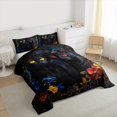 thumbnail image 3 of Manfei Hippie Animal Cat Full Size Comforter Sets, Rustic Mandala Flower Bedding Comforter Set, Teens Boys Girls Kids Reversible Bedding Sets, Ultra Soft Home Decor, 3pcs, 3 of 8