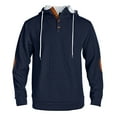 thumbnail image 4 of safuny Men's Henley Hoodie Cable Knit Elbow Patch Casual Long Sleeve Pullover Navy S, 4 of 5