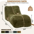 thumbnail image 4 of Aukfa Chaise Lounge, Bean Bag Sofa for Stretching, Relaxation, High Density Foam Recliner, Olive, 4 of 8