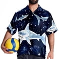 thumbnail image 4 of Starry Shark Men's Hawaiian Shirt, Short Sleeve Printed Button Down Beach Casual Tops, Summer Spread Collar Men's Shirts, 4 of 6