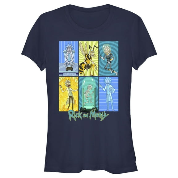 Junior's Rick And Morty The Many Forms of Rick Graphic Tee Navy Blue X Large
