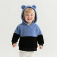 thumbnail image 5 of SonxaHe Toddler Boy Hooded Sweatshirt Flannel Long Sleeve Patchwork Warm Soft Cozy Winter Hooded Sweatshirt Blue,Sized 3-4, 5 of 6