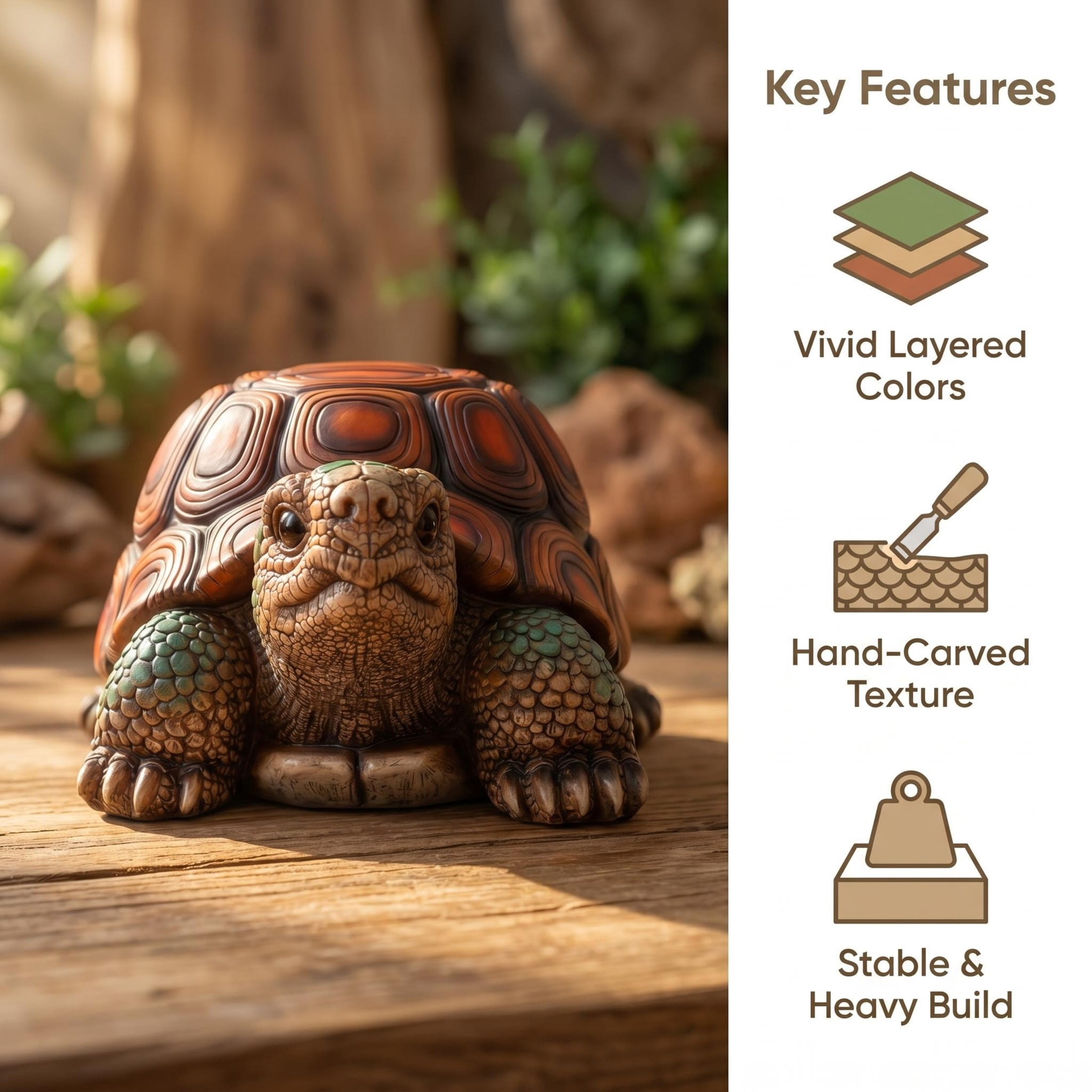 GDF Studio Small Turtle Resin Indoor/Outdoor Guardian Statue, Weather-Resistant Decor Figurine for Garden & Courtyard