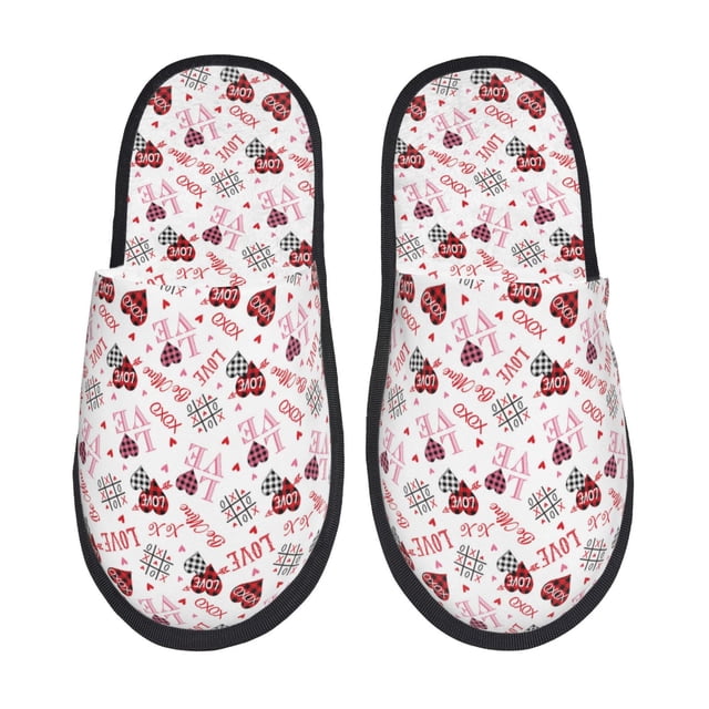 Fotbe Valentine's Day Pantuflas Peludas para Mujer con Estampado, Zapatillas de Peluche, Zapatos de Invierno para Casa, Uso Interior y Exterior-Medium