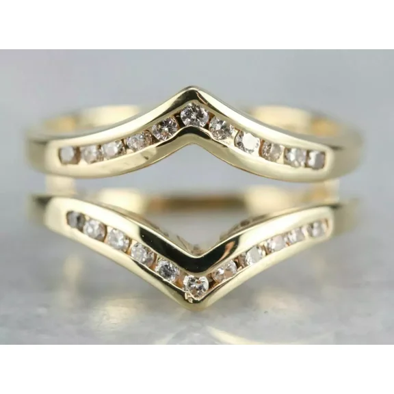 Forever Jewels 2Ct Round Moissanite Women Ring Guard Enhancer 14K Yellow Gold Plated