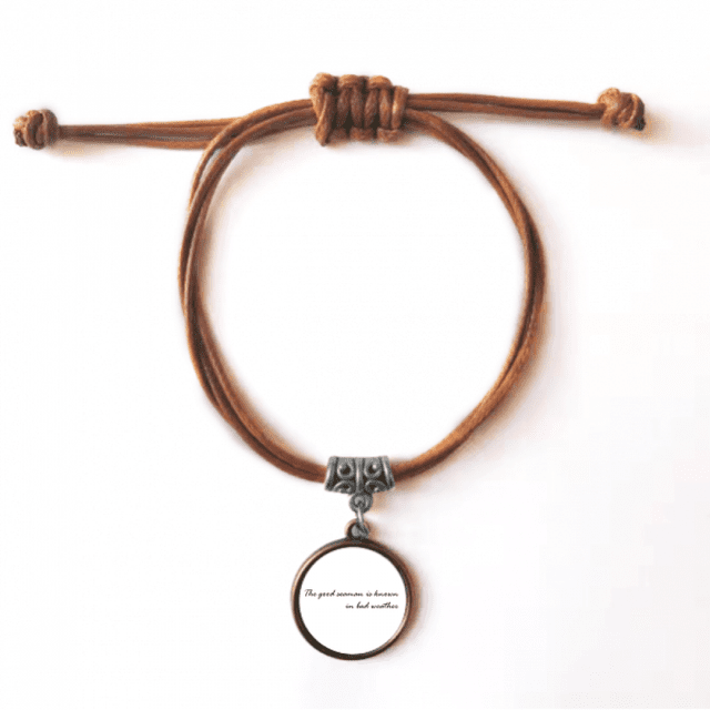 Quote The Good Is Known In Bad Weather Bracelet Leather Hide Rope Wristband Brown Jewelry